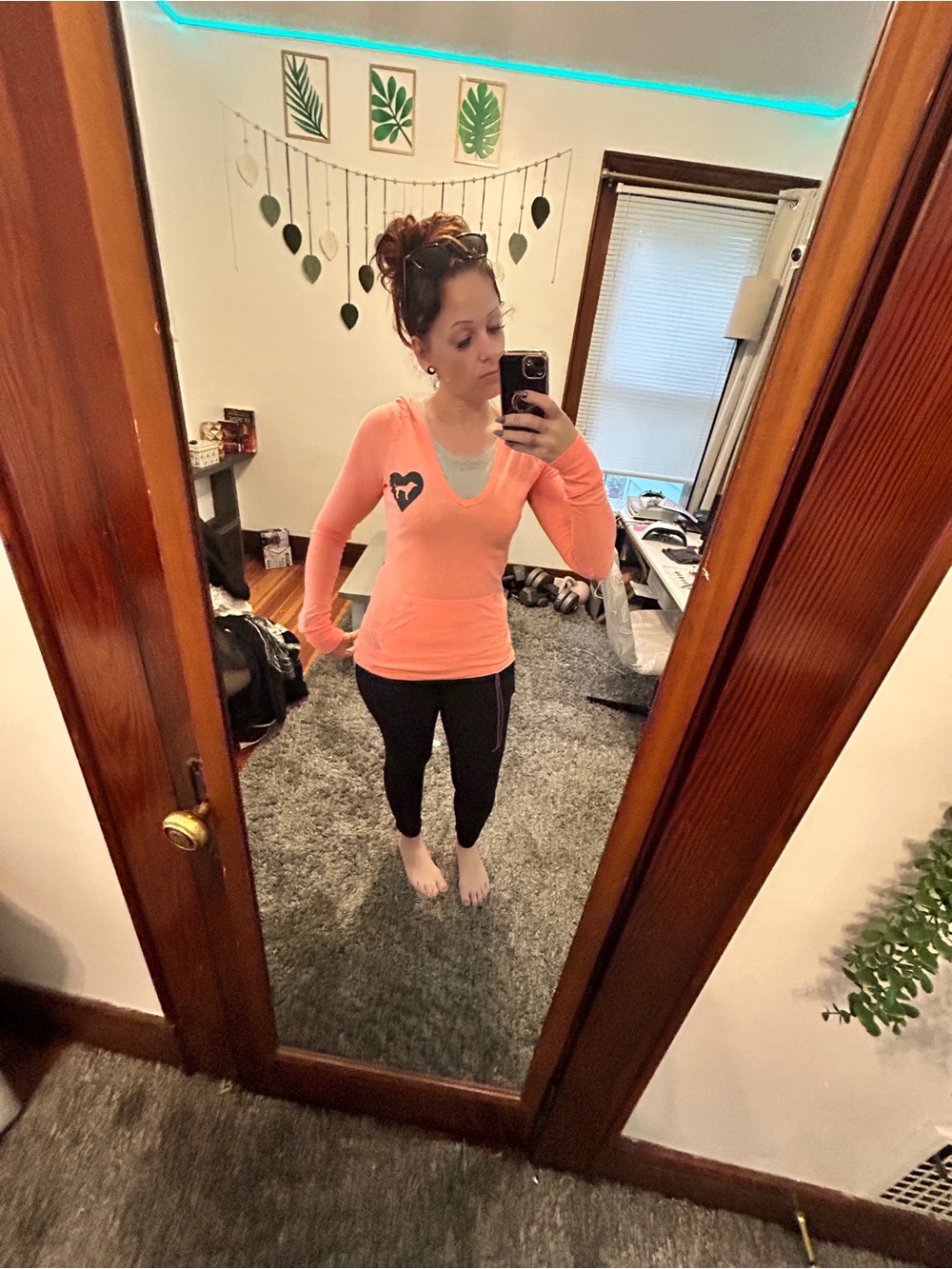 VS  Long Sleeve V-Neck Pullover Top - Coral